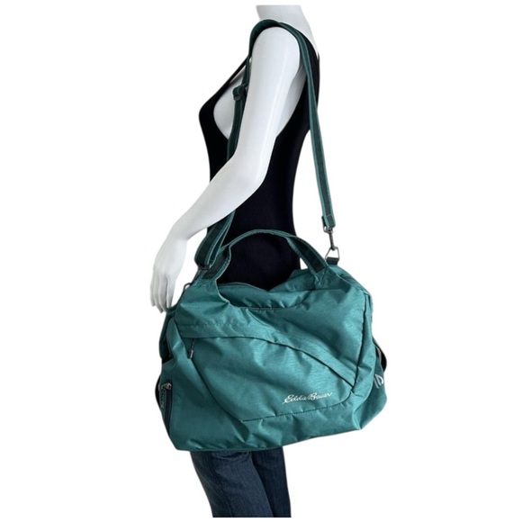 Eddie Bauer Handbags - Eddie Bauer Mini Zen Tote Nylon Teal Blue Travel Bag Shoulder Strap Carry On NWT